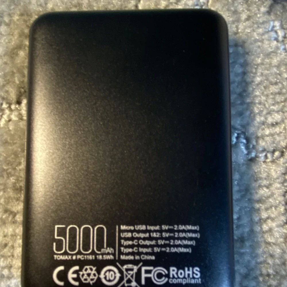 Transamerica 5000mAh Portable Power Bank Black USB Type-C Micro-USB PC1161
